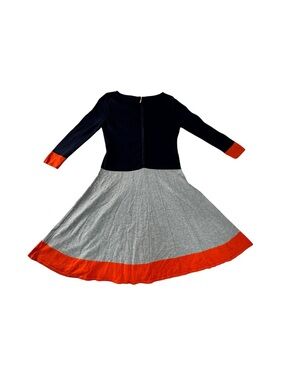 Eliza J Navy, Gray & Orange Colorblock Fit-and-Flare Sweater Dress